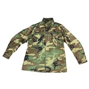 Vintage US Army Cold Weather Field Woodland Camo Jacket Mens